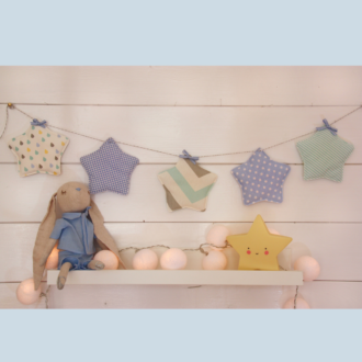 PUFFY ΥΦΑΣΜΑΤΙΝΟ ΜΠΑΝΕΡ ΣΕ ΣΧΕΔΙΟ ΑΣΤΕΡΙ ΣΕ ΑΠΟΧΡΩΣΕΙΣ ΘΑΛΑΣΣΙ,ΜΕΝΤΑ ΚΑΙ ΓΚΡΙ