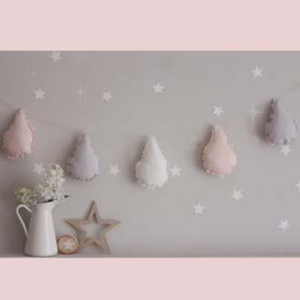 PUFFY ΥΦΑΣΜΑΤΙΝΟ ΜΠΑΝΕΡ ΣΕ ΣΧΕΔΙΟ ΣΤΑΓΟΝΑ ΣΕ ΧΡΩΜΑΤΑ ΡΟΖ,ΛΕΥΚΟ ΚΑΙ ΓΚΡΙ